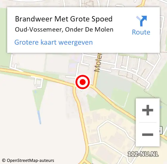 Locatie op kaart van de 112 melding: Brandweer Met Grote Spoed Naar Oud-Vossemeer, Onder De Molen op 17 augustus 2016 22:02