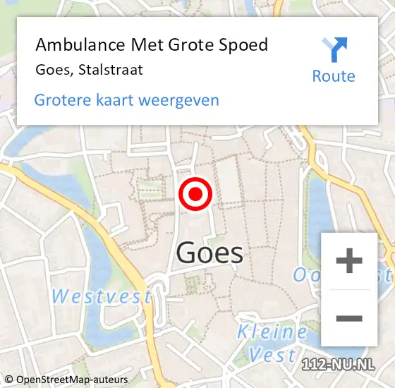 Locatie op kaart van de 112 melding: Ambulance Met Grote Spoed Naar Goes, Stalstraat op 17 augustus 2016 22:51