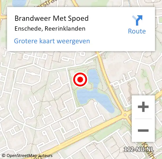 Locatie op kaart van de 112 melding: Brandweer Met Spoed Naar Enschede, Reerinklanden op 17 augustus 2016 22:56