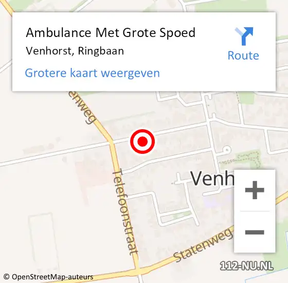 Locatie op kaart van de 112 melding: Ambulance Met Grote Spoed Naar Venhorst, Ringbaan op 17 augustus 2016 23:10