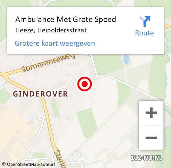 Locatie op kaart van de 112 melding: Ambulance Met Grote Spoed Naar Heeze, Heipoldersstraat op 17 augustus 2016 23:11