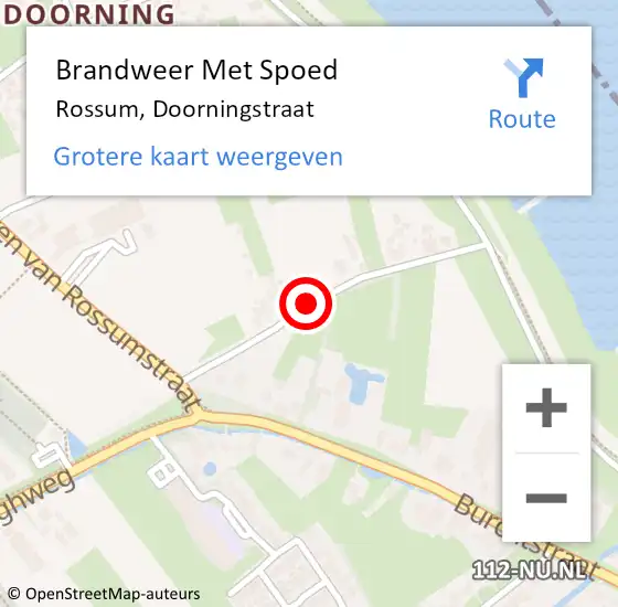 Locatie op kaart van de 112 melding: Brandweer Met Spoed Naar Rossum, Doorningstraat op 17 augustus 2016 23:49