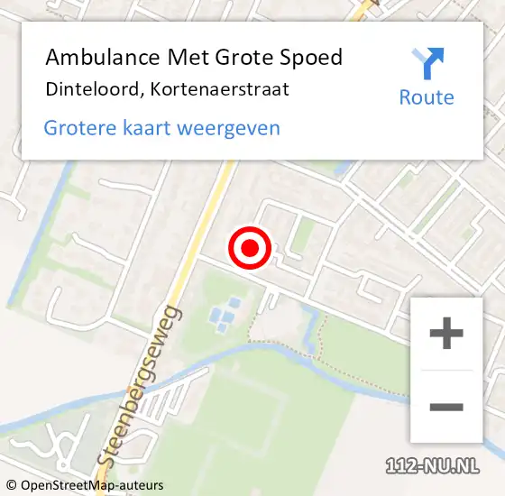 Locatie op kaart van de 112 melding: Ambulance Met Grote Spoed Naar Dinteloord, Kortenaerstraat op 17 augustus 2016 23:59