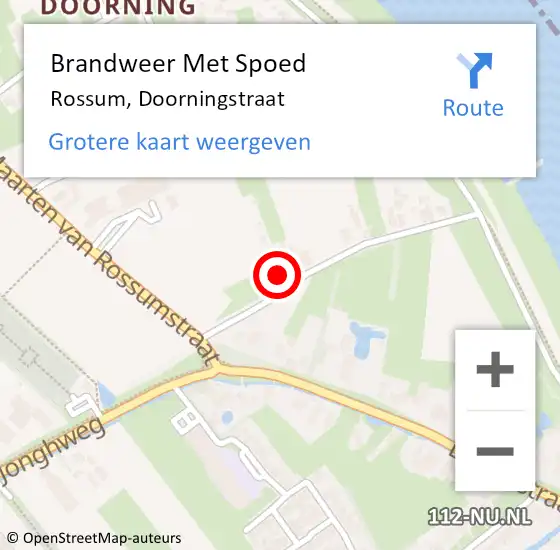 Locatie op kaart van de 112 melding: Brandweer Met Spoed Naar Rossum, Doorningstraat op 18 augustus 2016 00:06