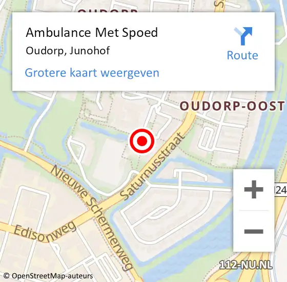 Locatie op kaart van de 112 melding: Ambulance Met Spoed Naar Oudorp, Junohof op 18 augustus 2016 00:19