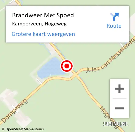 Locatie op kaart van de 112 melding: Brandweer Met Spoed Naar Kamperveen, Hogeweg op 18 augustus 2016 07:01