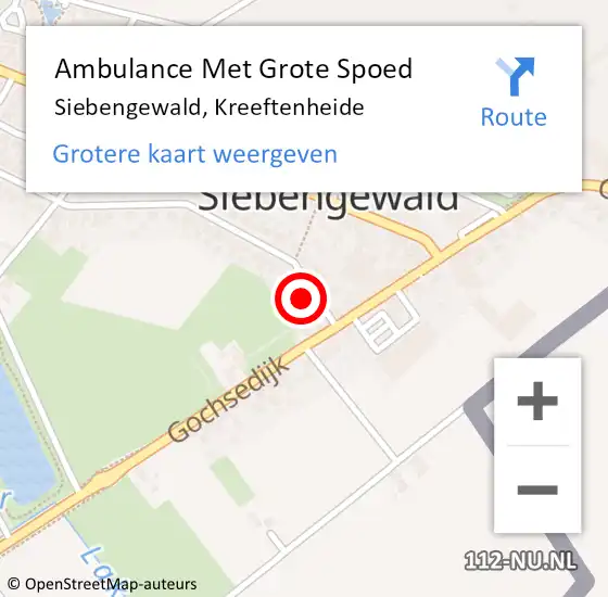 Locatie op kaart van de 112 melding: Ambulance Met Grote Spoed Naar Siebengewald, Kreeftenheide op 18 augustus 2016 08:02