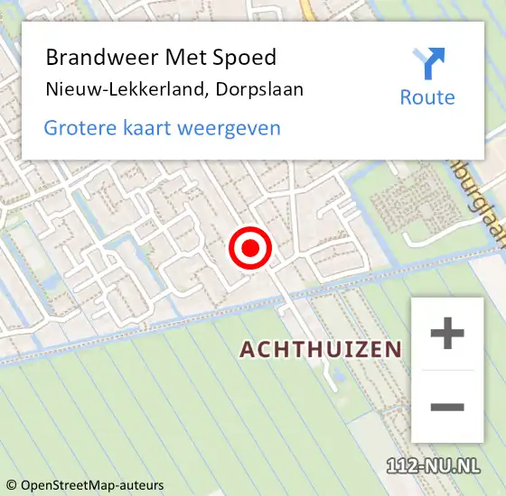 Locatie op kaart van de 112 melding: Brandweer Met Spoed Naar Nieuw-Lekkerland, Dorpslaan op 24 december 2013 10:58