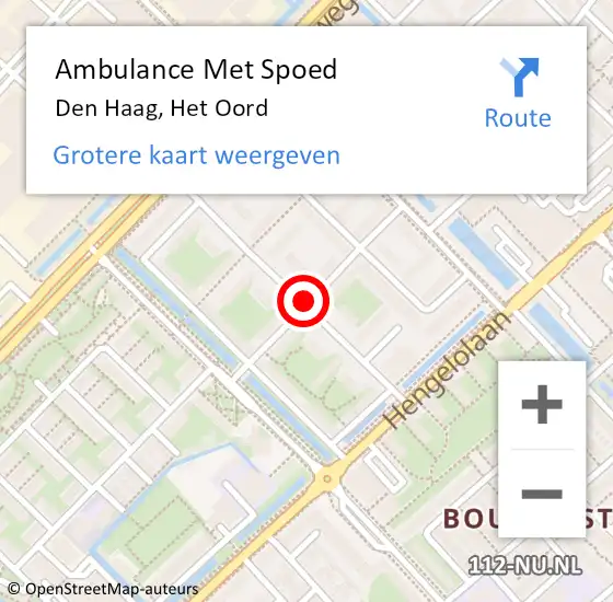 Locatie op kaart van de 112 melding: Ambulance Met Spoed Naar Den Haag, Het Oord op 18 augustus 2016 10:03
