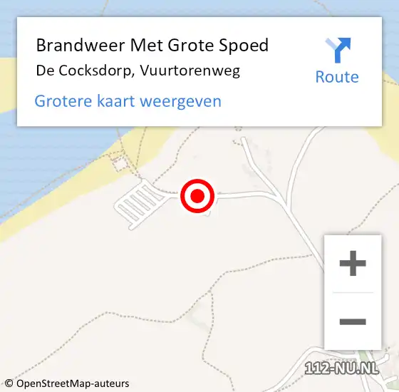 Locatie op kaart van de 112 melding: Brandweer Met Grote Spoed Naar De Cocksdorp, Vuurtorenweg op 18 augustus 2016 10:55