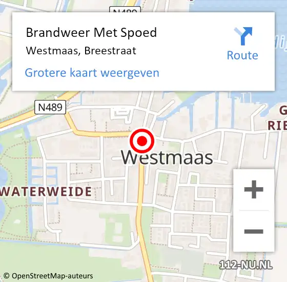 Locatie op kaart van de 112 melding: Brandweer Met Spoed Naar Westmaas, Breestraat op 24 december 2013 11:12