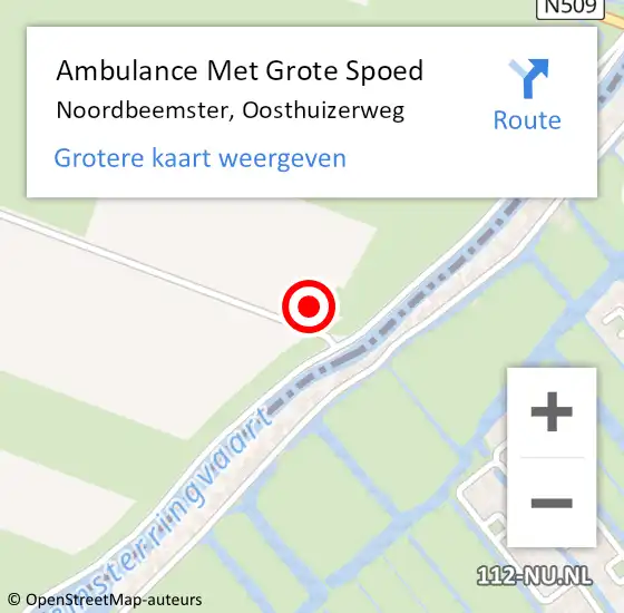 Locatie op kaart van de 112 melding: Ambulance Met Grote Spoed Naar Noordbeemster, Oosthuizerweg op 18 augustus 2016 11:56