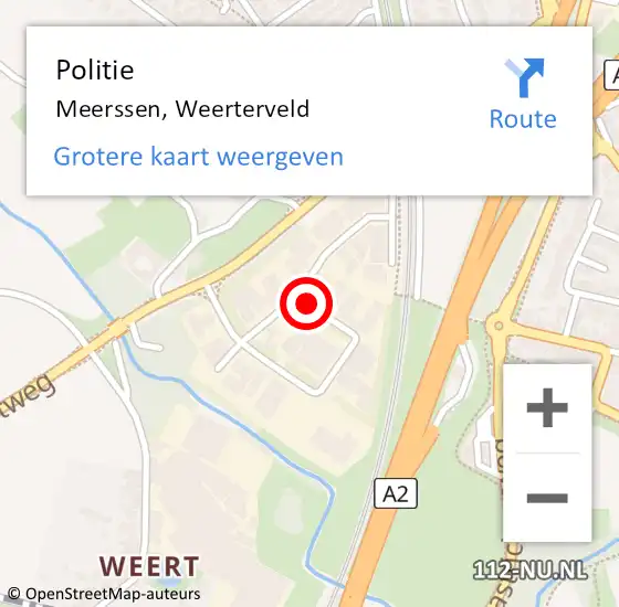 Locatie op kaart van de 112 melding: Politie Meerssen, Weerterveld op 18 augustus 2016 12:07