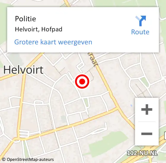 Locatie op kaart van de 112 melding: Politie Helvoirt, Hofpad op 18 augustus 2016 12:27