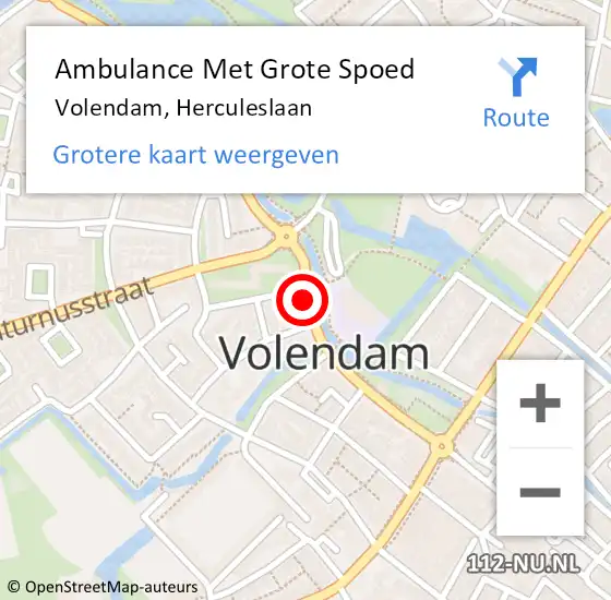 Locatie op kaart van de 112 melding: Ambulance Met Grote Spoed Naar Volendam, Herculeslaan op 18 augustus 2016 12:41