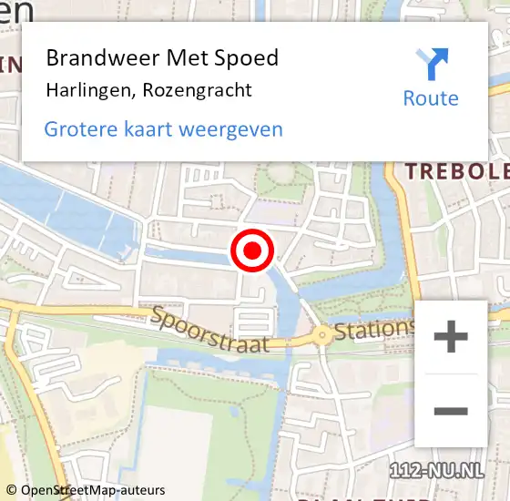 Locatie op kaart van de 112 melding: Brandweer Met Spoed Naar Harlingen, Rozengracht op 18 augustus 2016 13:00