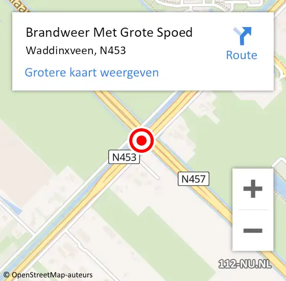 Locatie op kaart van de 112 melding: Brandweer Met Grote Spoed Naar Waddinxveen, N453 op 17 september 2013 08:02