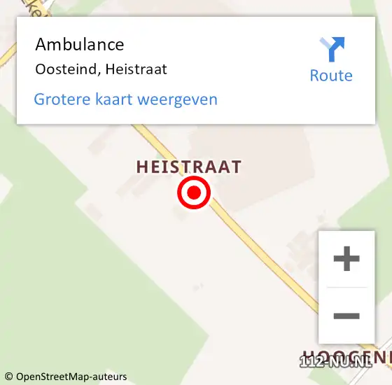 Locatie op kaart van de 112 melding: Ambulance Oosteind, Heistraat op 18 augustus 2016 13:06