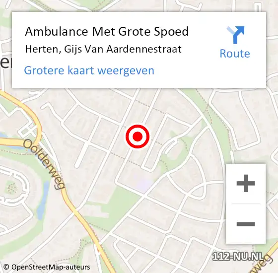 Locatie op kaart van de 112 melding: Ambulance Met Grote Spoed Naar Herten, Gijs Van Aardennestraat op 18 augustus 2016 13:24