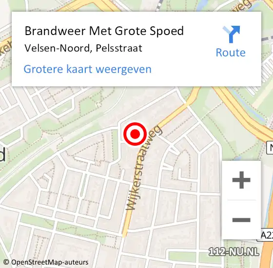 Locatie op kaart van de 112 melding: Brandweer Met Grote Spoed Naar Velsen-Noord, Pelsstraat op 18 augustus 2016 14:32