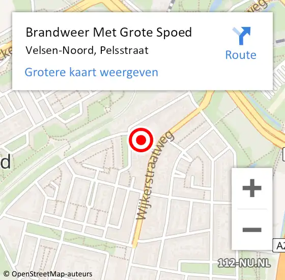 Locatie op kaart van de 112 melding: Brandweer Met Grote Spoed Naar Velsen-Noord, Pelsstraat op 18 augustus 2016 14:41