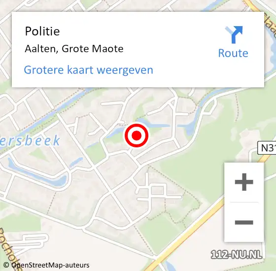 Locatie op kaart van de 112 melding: Politie Aalten, Grote Maote op 18 augustus 2016 14:46