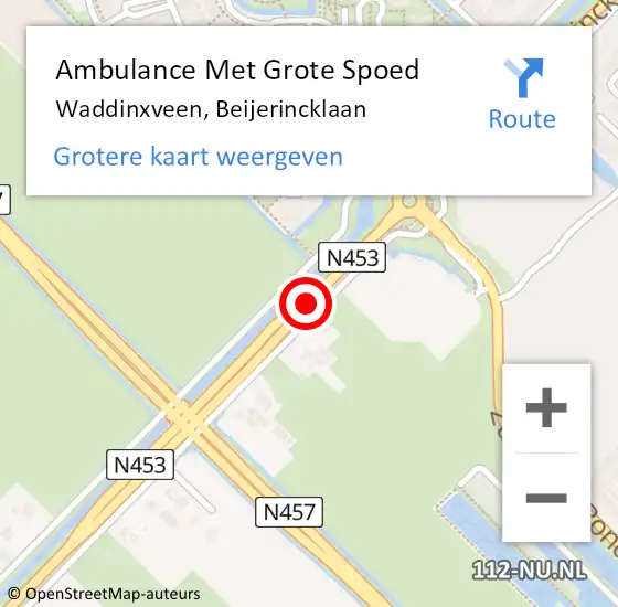 Locatie op kaart van de 112 melding: Ambulance Met Grote Spoed Naar Waddinxveen, Beijerincklaan op 17 september 2013 08:04