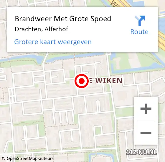 Locatie op kaart van de 112 melding: Brandweer Met Grote Spoed Naar Drachten, Alferhof op 18 augustus 2016 14:59