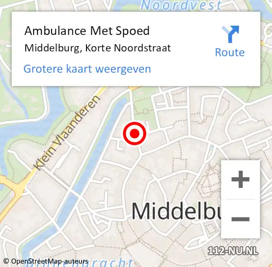 Locatie op kaart van de 112 melding: Ambulance Met Spoed Naar Middelburg, Korte Noordstraat op 18 augustus 2016 15:06