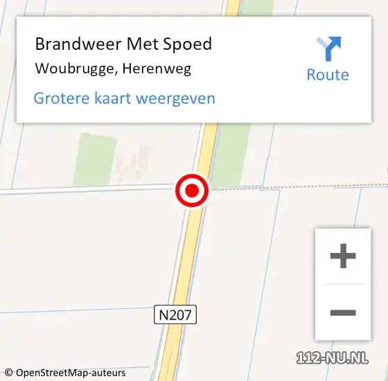 Locatie op kaart van de 112 melding: Brandweer Met Spoed Naar Woubrugge, Herenweg op 24 december 2013 11:27