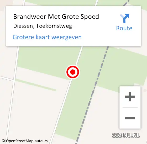 Locatie op kaart van de 112 melding: Brandweer Met Grote Spoed Naar Diessen, Toekomstweg op 18 augustus 2016 16:54