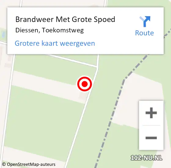 Locatie op kaart van de 112 melding: Brandweer Met Grote Spoed Naar Diessen, Toekomstweg op 18 augustus 2016 16:57