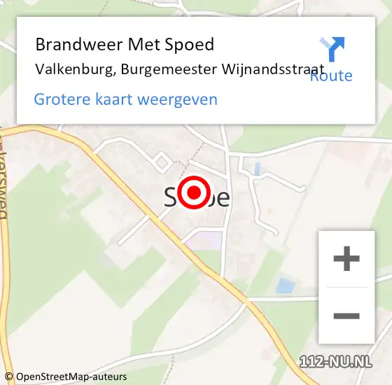 Locatie op kaart van de 112 melding: Brandweer Met Spoed Naar Valkenburg, Burgemeester Wijnandsstraat op 18 augustus 2016 17:02