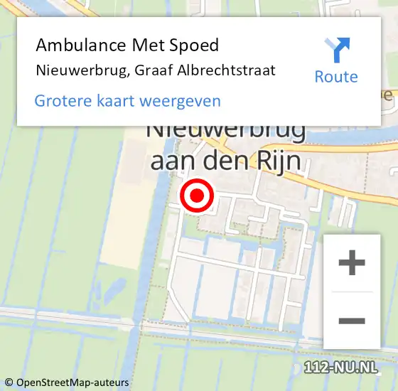 Locatie op kaart van de 112 melding: Ambulance Met Spoed Naar Nieuwerbrug, Graaf Albrechtstraat op 18 augustus 2016 17:12