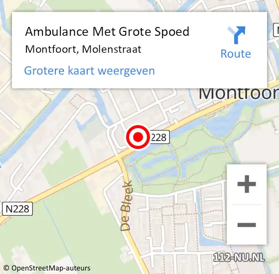 Locatie op kaart van de 112 melding: Ambulance Met Grote Spoed Naar Montfoort, Molenstraat op 18 augustus 2016 17:16