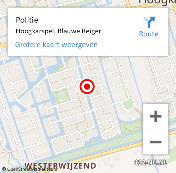 Locatie op kaart van de 112 melding: Politie Hoogkarspel, Blauwe Reiger op 18 augustus 2016 17:19