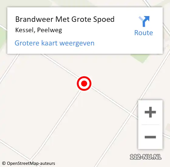 Locatie op kaart van de 112 melding: Brandweer Met Grote Spoed Naar Kessel, Peelweg op 18 augustus 2016 17:53