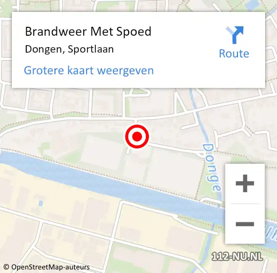 Locatie op kaart van de 112 melding: Brandweer Met Spoed Naar Dongen, Sportlaan op 24 december 2013 11:36