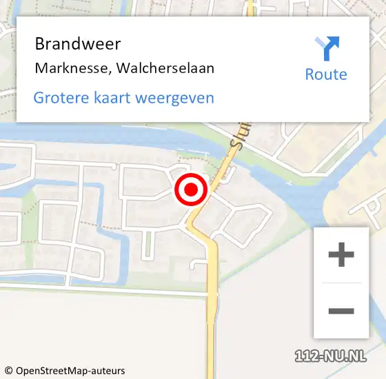 Locatie op kaart van de 112 melding: Brandweer Marknesse, Walcherselaan op 18 augustus 2016 18:15