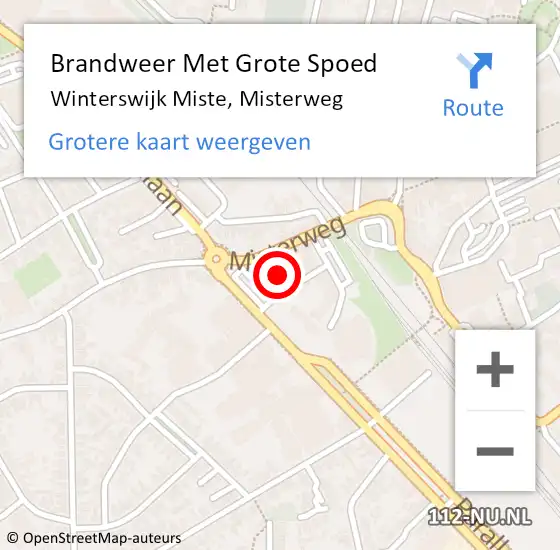 Locatie op kaart van de 112 melding: Brandweer Met Grote Spoed Naar Winterswijk Miste, Misterweg op 18 augustus 2016 18:35