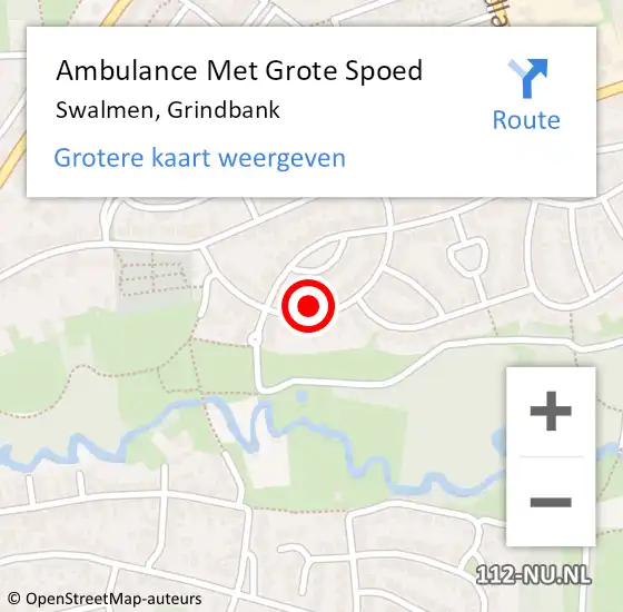 Locatie op kaart van de 112 melding: Ambulance Met Grote Spoed Naar Swalmen, Grindbank op 18 augustus 2016 18:55