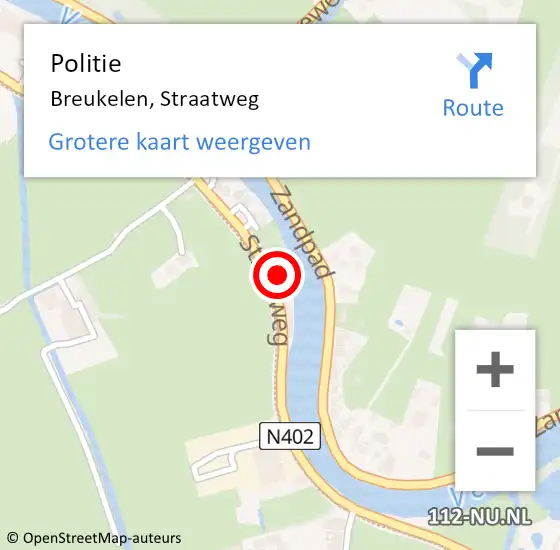 Locatie op kaart van de 112 melding: Politie Breukelen, Straatweg op 18 augustus 2016 19:08