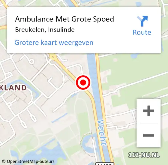 Locatie op kaart van de 112 melding: Ambulance Met Grote Spoed Naar Breukelen, Insulinde op 18 augustus 2016 19:14