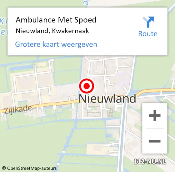 Locatie op kaart van de 112 melding: Ambulance Met Spoed Naar Nieuwland, Kwakernaak op 18 augustus 2016 19:55