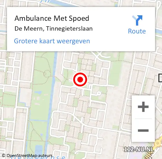 Locatie op kaart van de 112 melding: Ambulance Met Spoed Naar De Meern, Tinnegieterslaan op 18 augustus 2016 20:05