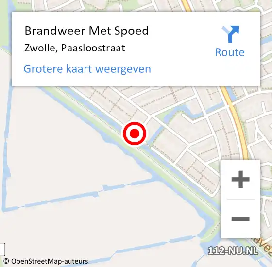 Locatie op kaart van de 112 melding: Brandweer Met Spoed Naar Zwolle, Paasloostraat op 18 augustus 2016 21:04