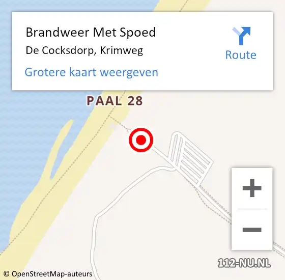 Locatie op kaart van de 112 melding: Brandweer Met Spoed Naar De Cocksdorp, Krimweg op 18 augustus 2016 21:07