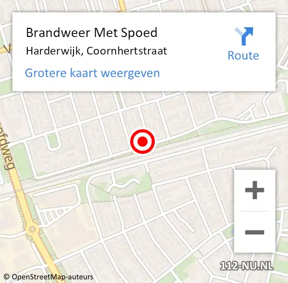 Locatie op kaart van de 112 melding: Brandweer Met Spoed Naar Harderwijk, Coornhertstraat op 18 augustus 2016 21:38