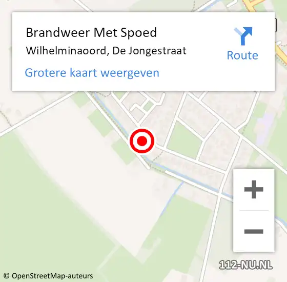 Locatie op kaart van de 112 melding: Brandweer Met Spoed Naar Wilhelminaoord, De Jongestraat op 18 augustus 2016 21:48