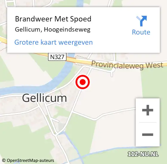 Locatie op kaart van de 112 melding: Brandweer Met Spoed Naar Gellicum, Hoogeindseweg op 18 augustus 2016 21:49